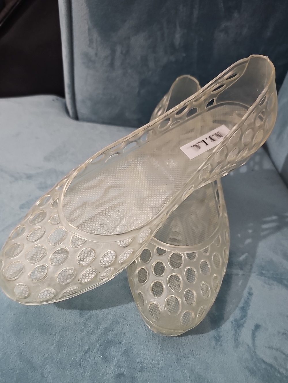 N.Y.L.A. Clear Jelly Dot Ballet Flats - Transparent